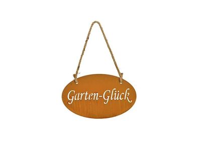 Metallschild Rusty - Garten-Glück 30 x 18 cm Spruch Deko Schild Blech Eingang