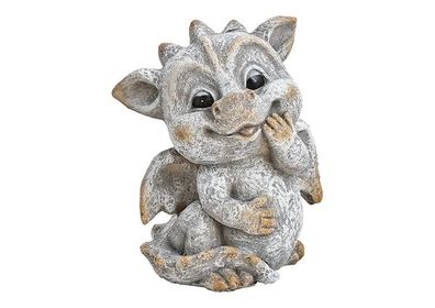 Drache stehend Steinoptik aus Poly Grau 12 x 17 x 9 cm Deko Gartendeko Frühling