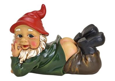 Gartenzwerg liegend mit herabgelassener Hose - (B/H/T) 25x17x13cm