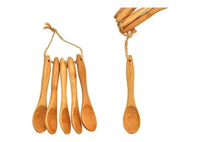 Löffel Set 5-tlg. 10 cm Holzlöffel Bambus Holzkochlöffel Kochen Küchenutensilien