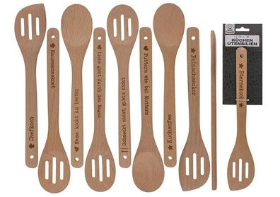 Kochlöffel Set 9-tlg. 30 cm Holzlöffel Holzkochlöffel Kochen Küchenutensilien