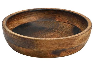 Holzschale Holzteller Ø 20 cm Mangoholz Dekoschale rund Schale natur braun
