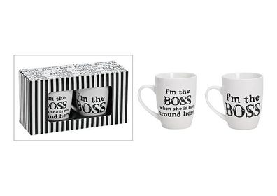 Tassen-Set BOSS Geschenk-Set Kaffeebecher Kaffee Tasse Familie Mum & Dad Arbeit