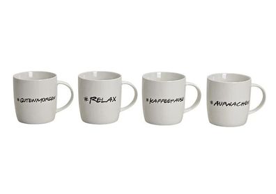 Tassen-Set 4er Set 300ml mit Sprüchen Geschenk-Set Kaffeebecher Kaffee Tasse Tee