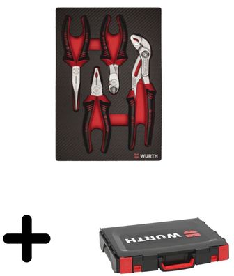 Zangensatz 4-tlg. + System-Koffer 4.4.1 Seitenschneider Kombizange Wasser Würth