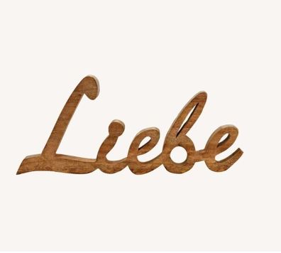 Schriftzug Aufsteller LIEBE aus Mangoholz Natur 55x25x3cm Deko Zu Hause Holz