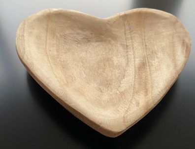 Dekoschale HERZ Paulownia Holz 26 x 4 x 24cm Obstschale Holzschale Tischdeko