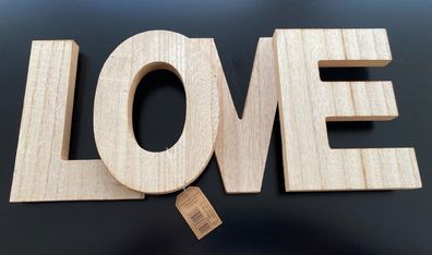 Schriftzug LOVE aus Pappelholz Natur 35x15x3cm Deko Liebe Aufsteller | 10033070