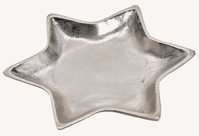 Deko-Teller STERN 21 x 2 x 21cm in Silber aus Metall Kerzenschale Untersetzer