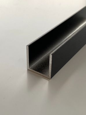 U-PROFIL 25 x 25 x 25mm Alu Aluminium Schwarz FS Pulverbeschichtung RAL9005
