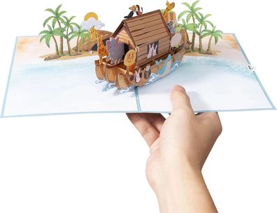 3D POP UP Karte Noahs Arche Ark Klappkarte Geschenk + Umschlag