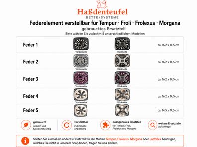 Federelement verstellbar für TEMPUR Froli Frolexus Morgana – gebraucht