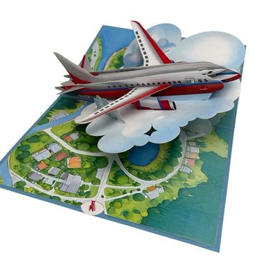 3D POP UP Karte Flugzeug Travel Reise Klappkarte Geschenk + Umschlag
