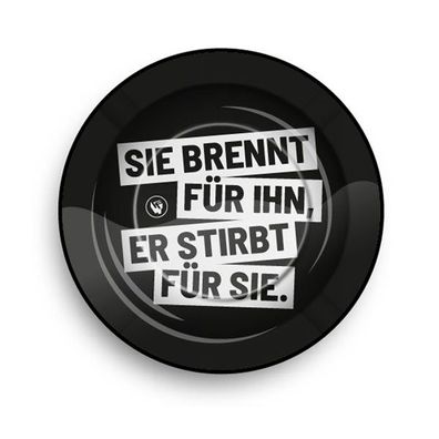 FIRE-FLOW Aschenbecher / Ashtray Small - Sie brennt für Ihn, Metall, Ø 13,5 cm