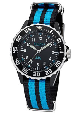 Regent Kinderuhr Schwarz/Türkis F-1126