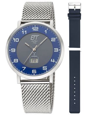 ETT Eco Tech Time Funk-Solar Herrenuhr Atacama Edelstahl mit 2 Bändern EGS-11621-32M