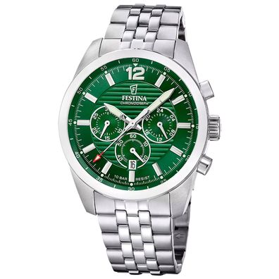 Festina Herrenarmbanduhr Chronograph Stahl/Grün F20742/2