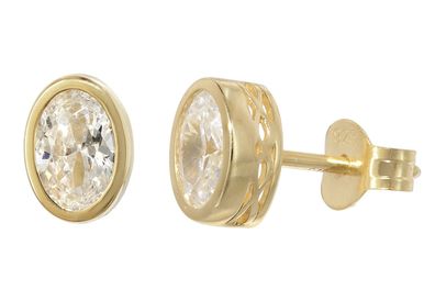 trendor Schmuck Damen-Ohrringe Ohrstecker 925 Silber Vergoldet mit Zirkonia 21880