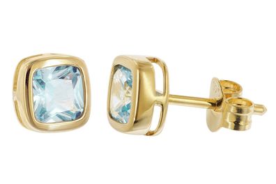 trendor Schmuck Damen-Ohrstecker Ohrringe 925 Silber Vergoldet Aquamarin Blau 21881