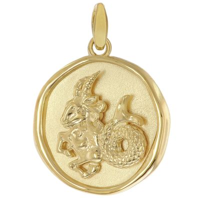 trendor Schmuck Anhänger Sternzeichen Steinbock 925 Silber vergoldet Ø 16 mm 21850-0