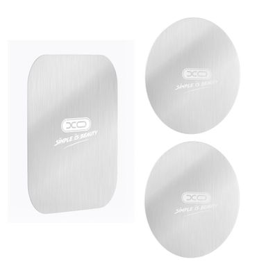 3-teiliges XO Y2 Metallplatten-Set Silber für magnetische Autohalter mit 1 rechtec