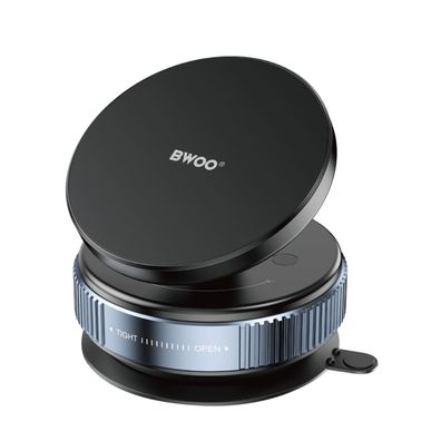 BWOO ZJ138 Auto-Handyhalterung Schwarz magnetisch mit Vakuumsaugfuß Doppelmagnetri