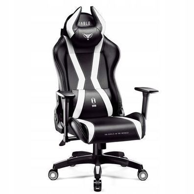 Diablo X-Horn Gaming Stuhl Bürostuhl Schreibtischstuhl Schwarz-Weiß, Größe King