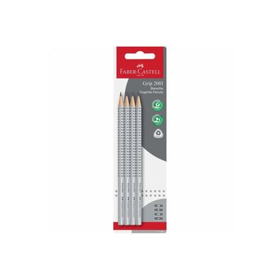 FABER-CASTELL Bleistift Grip 2001 (H HB B 2B) BK 4 Stk