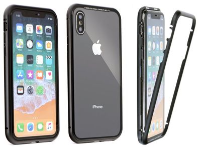Magnet Slim Metall Case Schutz Tasche Handyhülle iPhone Samsung Huawei Schwarz