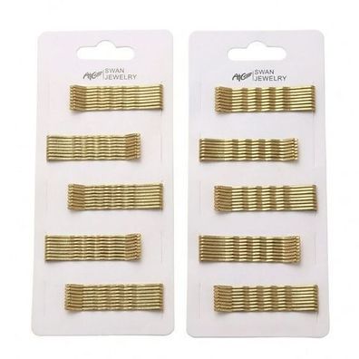 Goldfarbene Haarnadeln geriffelt mit Kugel, 5/5,5 cm – Profi Friseur Zubehör 90 Stück