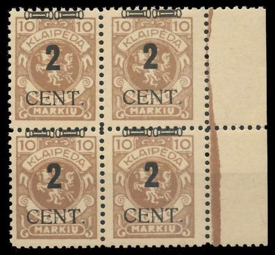 MEMEL 1923 Nr 183 postfrisch Viererblock X88784A