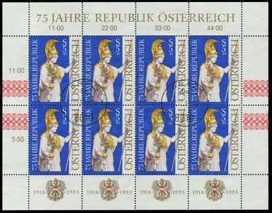 Österreich BLOCK Kleinbogen Nr 2113 zentrisch gestempelt KLE X23F2AE