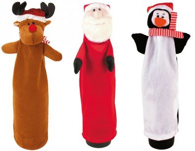 Flaschendekoration Weihnachtsmann Elch Pinguin Flaschenkostüm Weihnachtsdeko