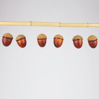Weihnachtsbaum-Anhänger Eicheln 6er-Set Christbaumschmuck Weihnachtsdeko 5x7cm