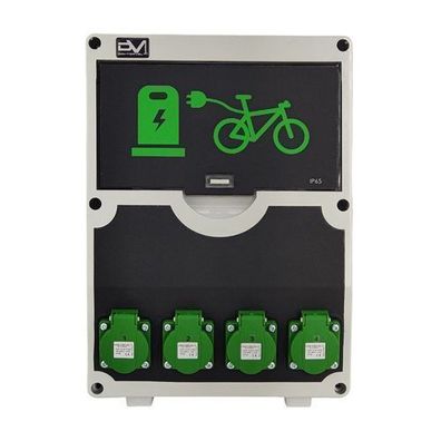 Fahrradladestation für E-bikes 12 Module 4x230V 4xRCBO Stromverteiler Doktorvolt