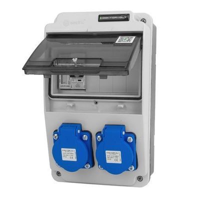 Baustromverteiler XS 2x230V 16A kompakt Stromverteiler IP44 Steckdosen Stromzähler