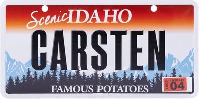 USA Kennzeichen mit Namen, Blechschild, Carsten , Idaho , (20)
