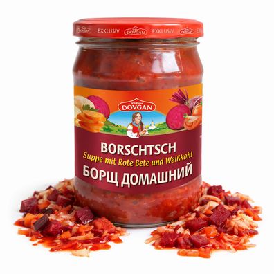 Dovgan Borschtsch Suppe mit Rote Bete und Weißkohl (5 x 480 g) - 2400g