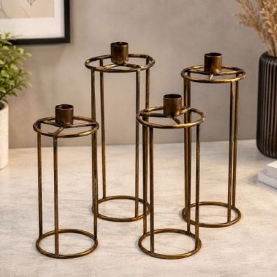 4x Metall-Kerzenständer/Windlichtständer - Antik Bronze - 28 cm