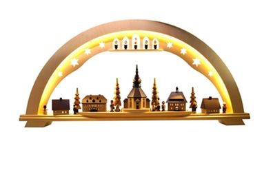 Schwibbogen Spielzeugdorf Seiffen mit Beleuchtung HxBxT 35x75x7cm Schwibbogen Sp