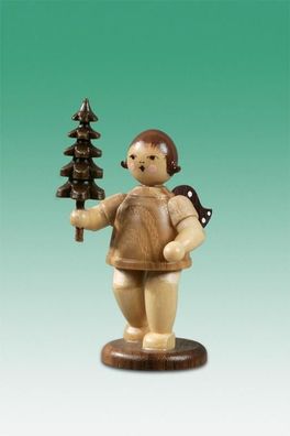 Holzfigur Weihnachtsengel mit Bäumchen und Krone natur Höhe 6,5cm NEU Holzengel I
