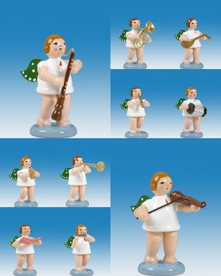 Holzfigur Engelmusikanten 10-teilig ohne Krone Höhe 6cm NEU Holzengel Gottesbote