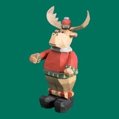 Räucherfigur Elch geschnitzt 22 cm Hirschelch Rauchfigur Forsttier Rauchmann