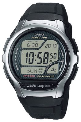 Casio Collection Digital Funkuhr für Herren Schwarz/Stahlfarben WV-58R-1AEF