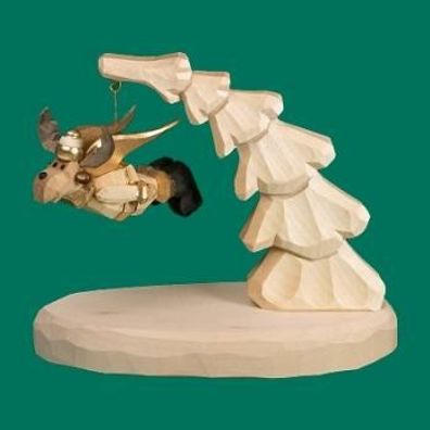 Holzfigur Schwebeelch Höhe 9cm NEU Figuren Schnitzen Holz Wald Figur Kirche