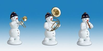 Holzfigur Schneemänner 3tlg. Höhe 6,5cm NEU Schneemänner Seiffen Erzgebirge Figur