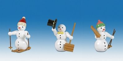 Holzfigur Schneemänner 3tlg. Höhe 6,5cm NEU Schneemänner Seiffen Erzgebirge Figur