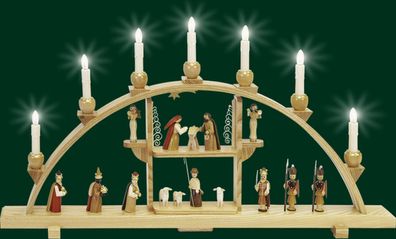 Schwibbogen Geburt Christi mit elektrischer Beleuchtung HxB= 43x75cm NEU Lichterb