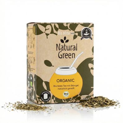Bio Mate Tee - Natural Green Organic 500g - Mate Tee mit Stängel