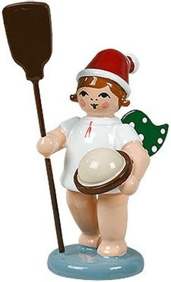 Holzfigur Bäckerengel mit Ofenschieber und Krone Höhe 6cm NEU Holzengel Instrumen